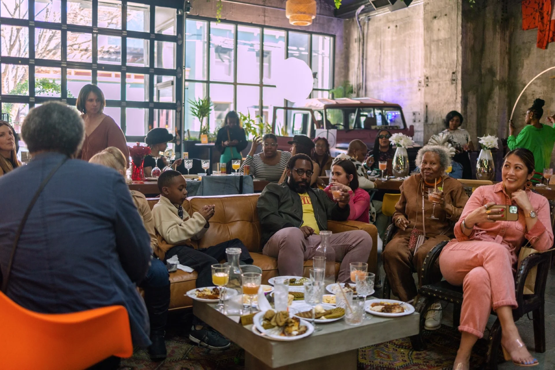 Unique special event setup at Somerhaus Cincinnati featuring vintage Land Rover and creative staging